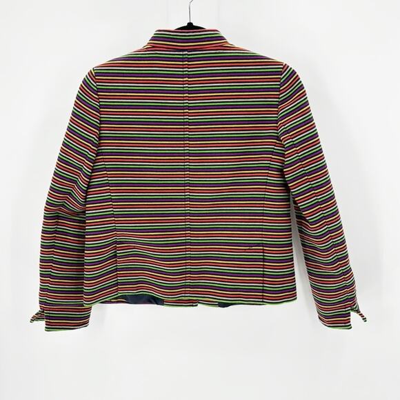 Talbots Cotton Blend Striped Blazer Multicolor Lined pop of color artsy 4P - Picture 2 of 10